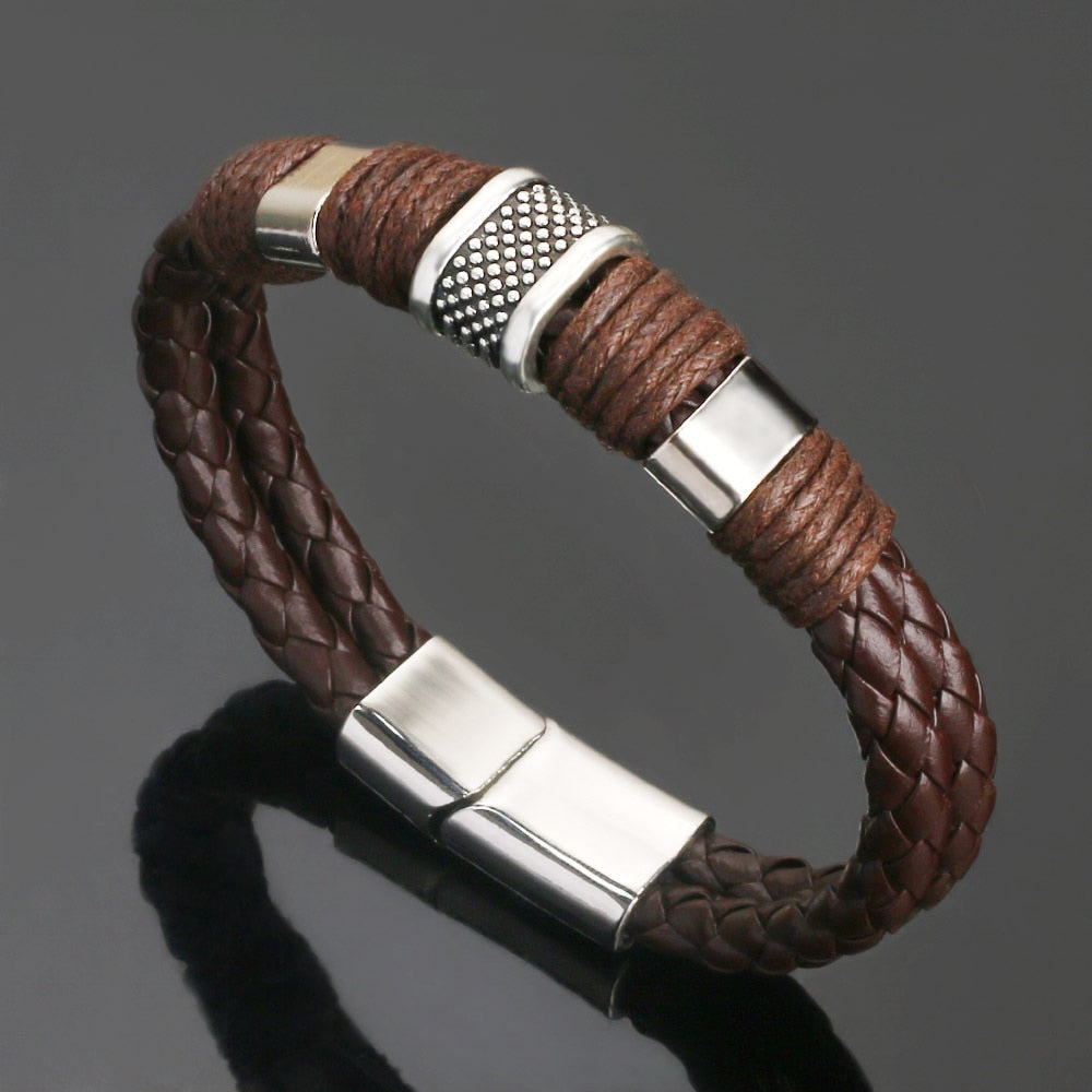 Layered Look Vegan Leather Bracelet