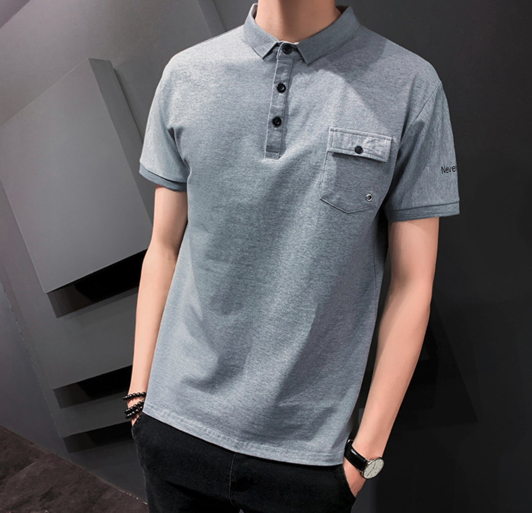 Mens Short Collar Shirt Short Sleeve Polo