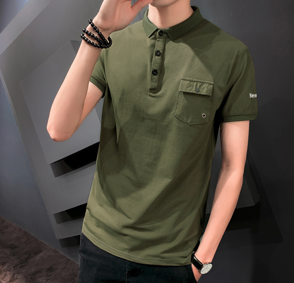 Mens Short Collar Shirt Short Sleeve Polo