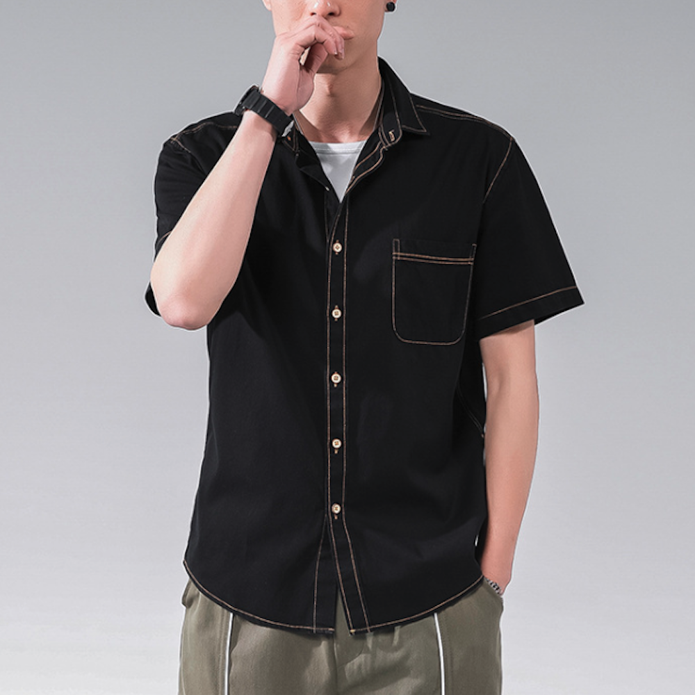 Mens Short Sleeve Denim Shirt