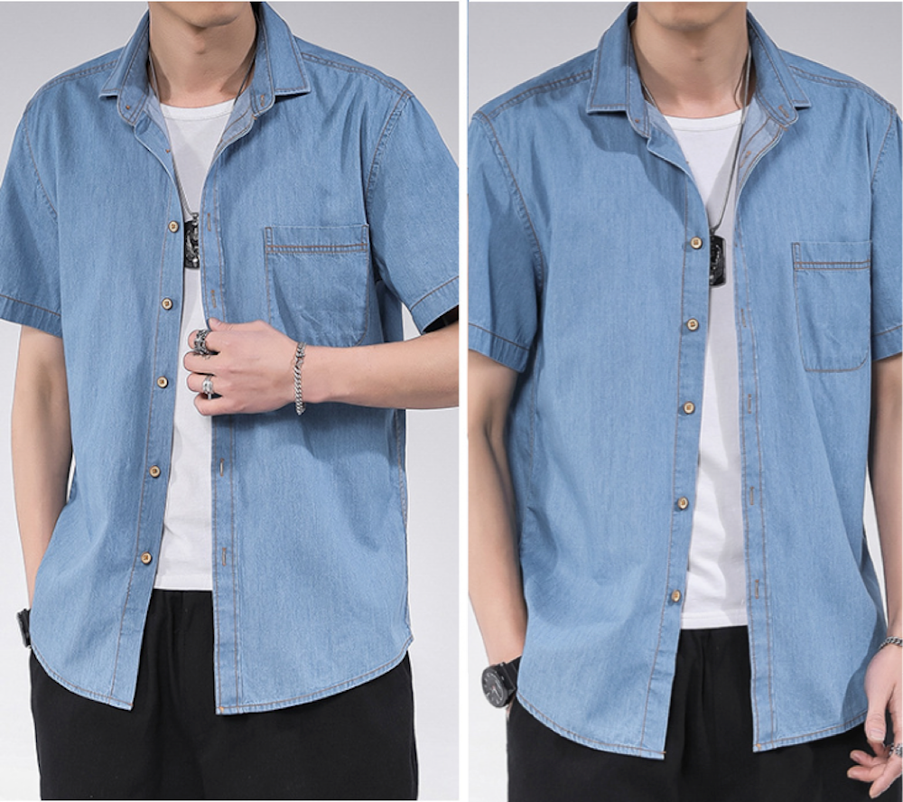 Mens Short Sleeve Denim Shirt