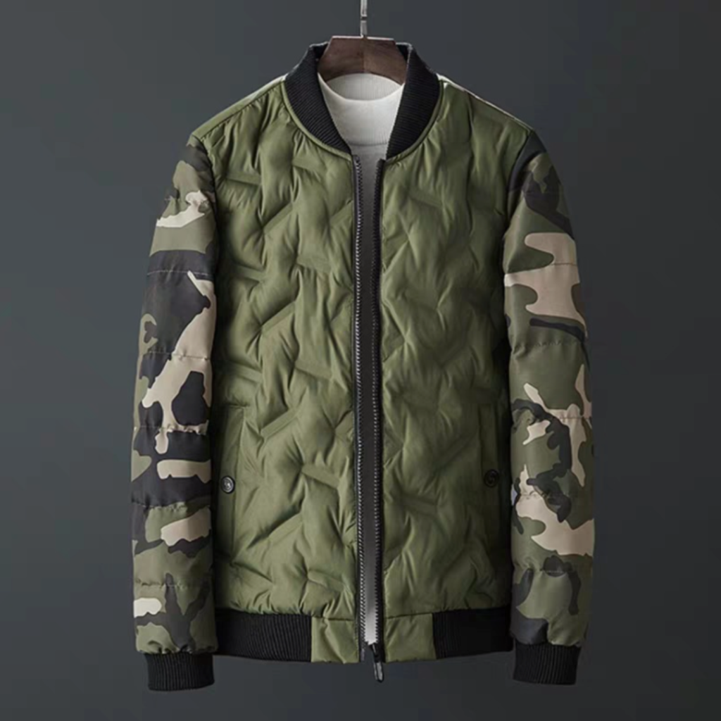 Mens Camouflage Puffer Bomber Jacket