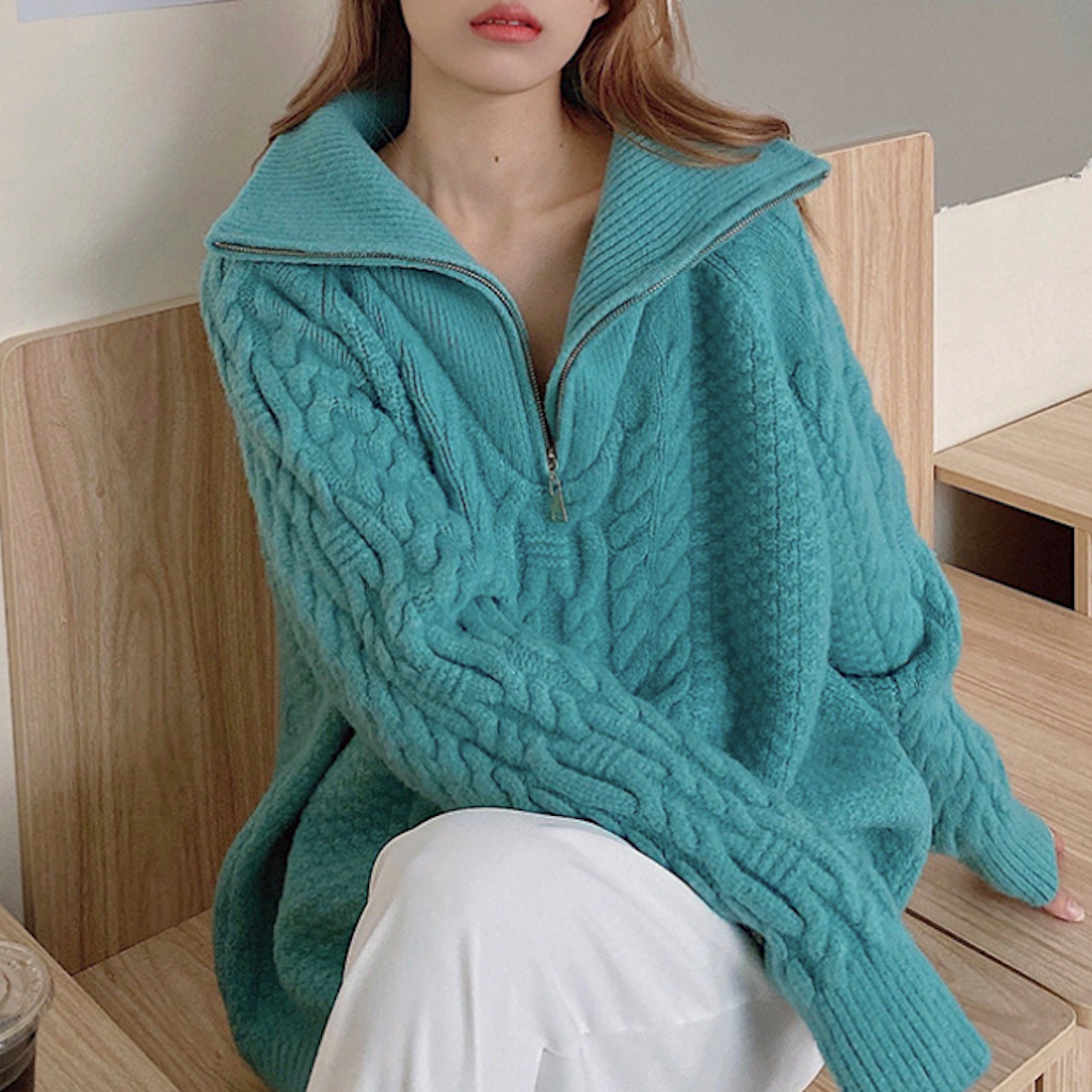 Women Fold Collar Sweater