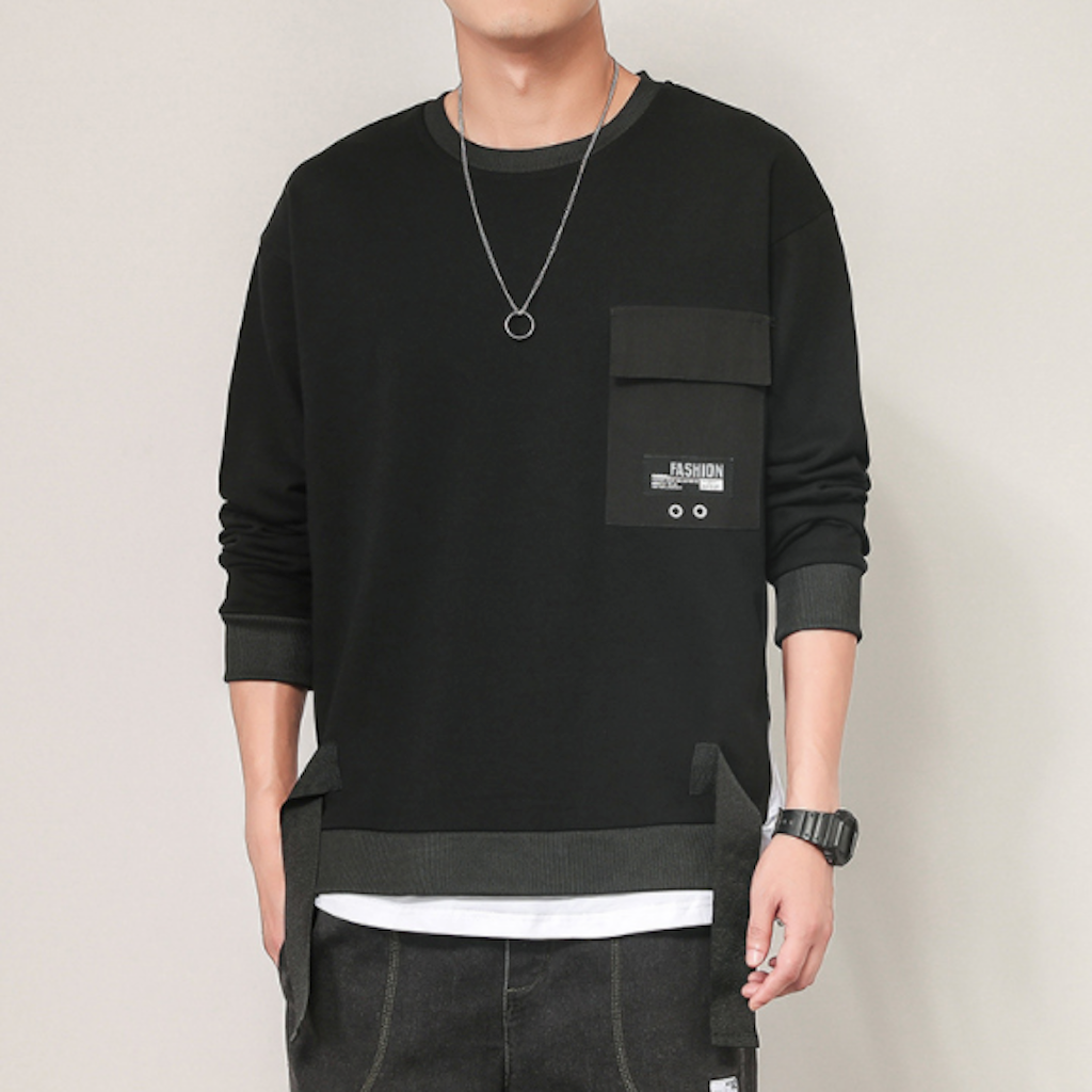 Mens Layered Look Sweatshirt With Print At The Back