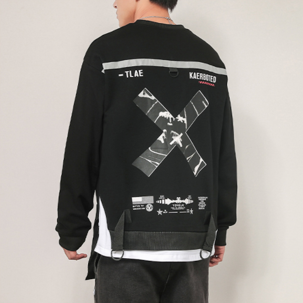 Mens Layered Look Sweatshirt With Print At The Back