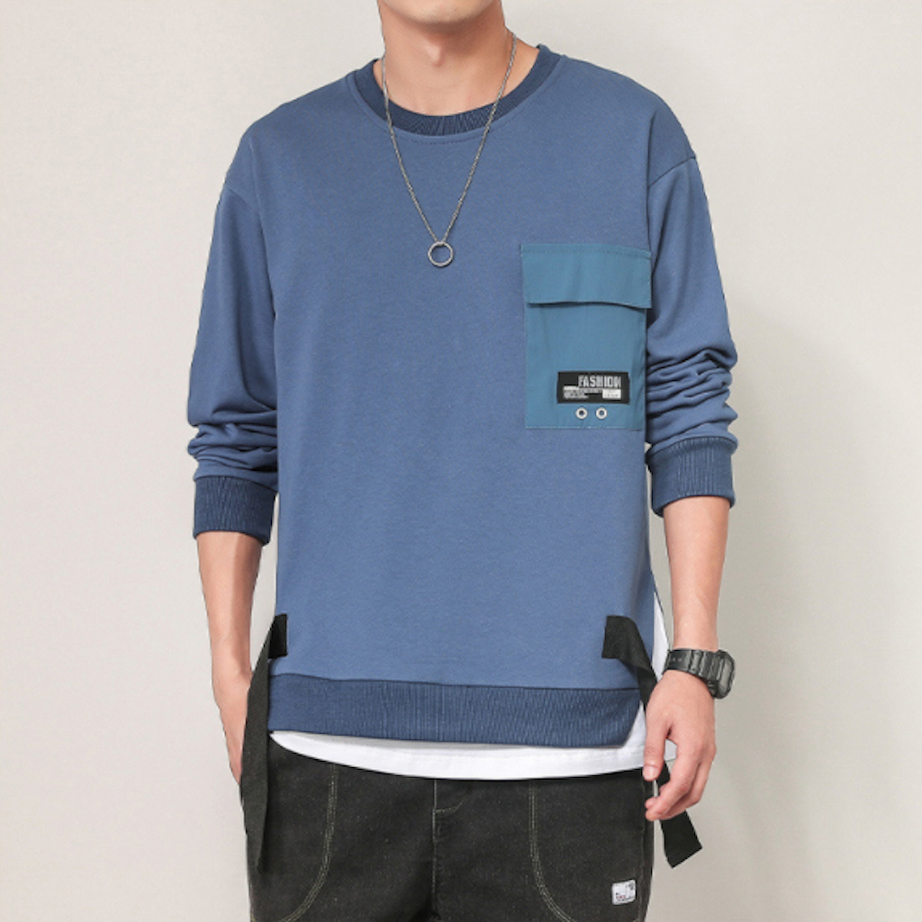 Mens Layered Look Sweatshirt With Print At The Back