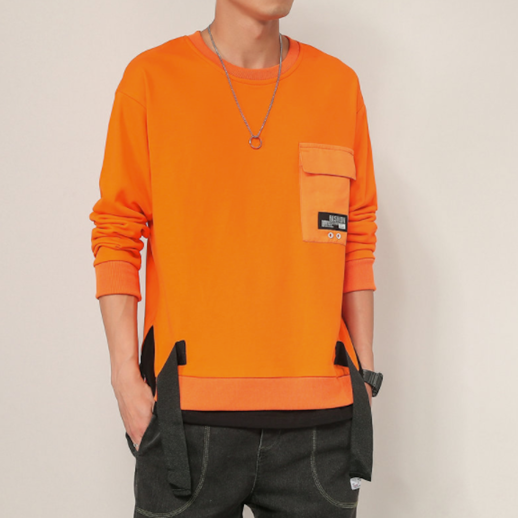 Mens Layered Look Sweatshirt With Print At The Back