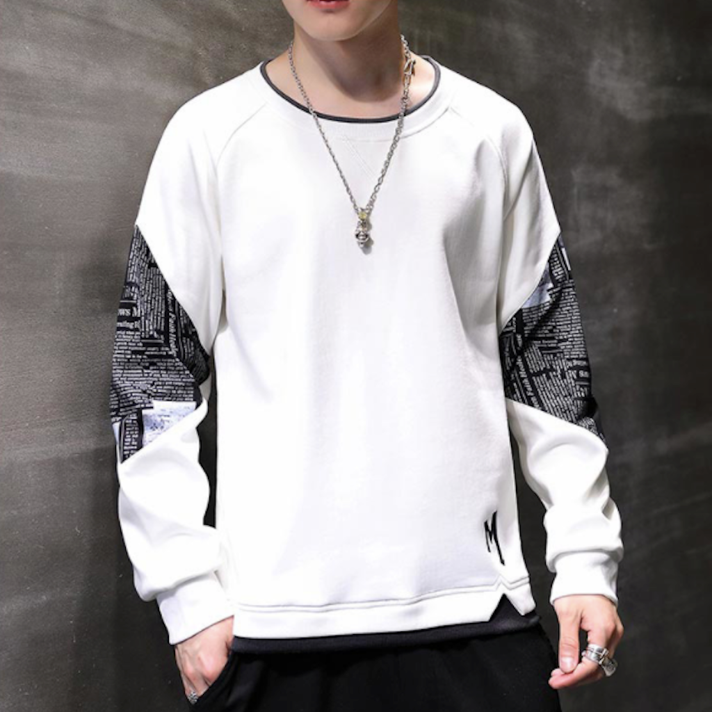 Mens Layered Look Sweatshirt with Elbow Prints