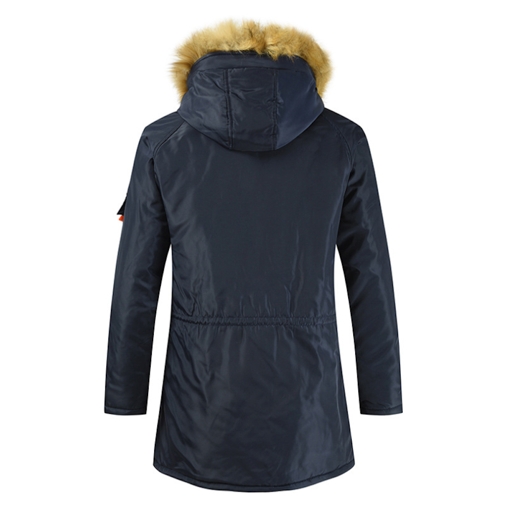 Mens Mid Length Zipper Coat with Hood