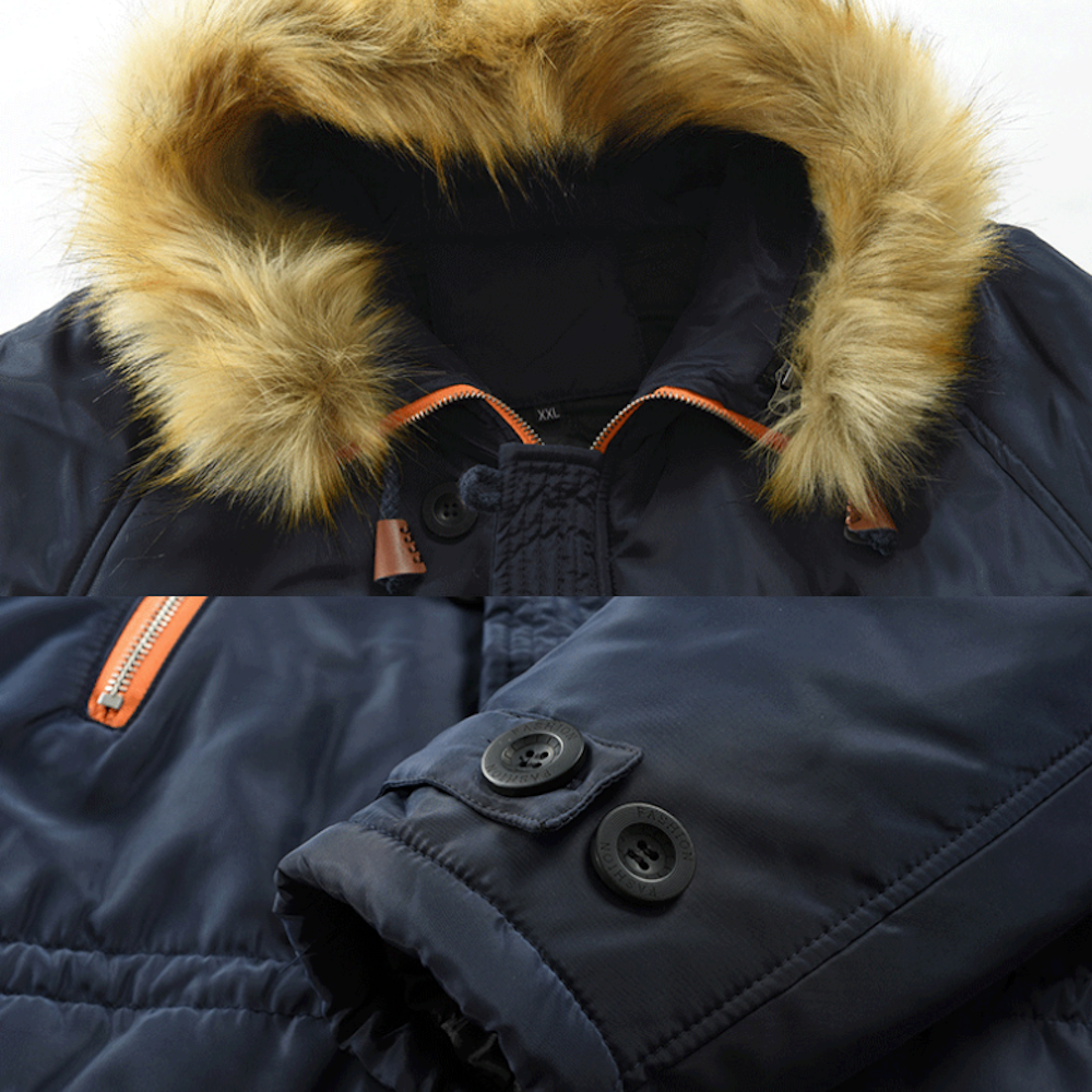 Mens Mid Length Zipper Coat with Hood