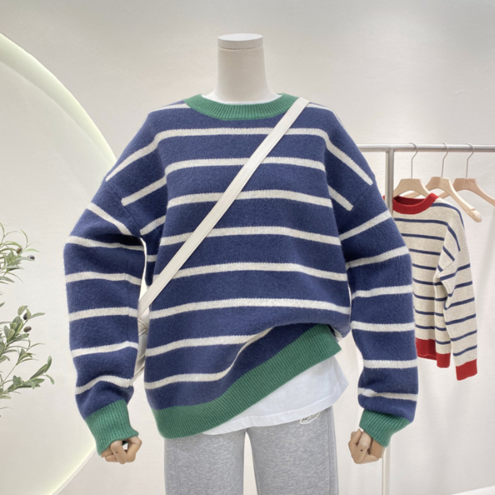 Womens Dual Tone Striped Sweater