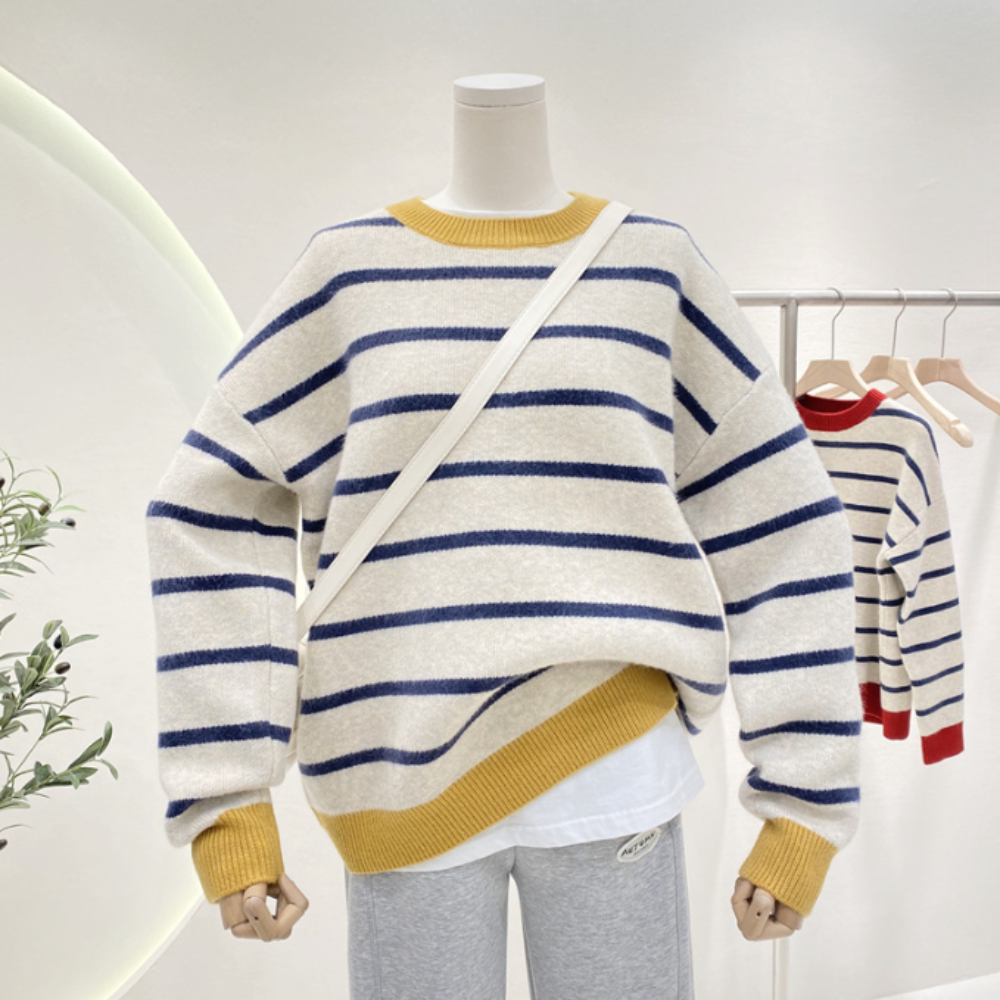 Womens Dual Tone Striped Sweater