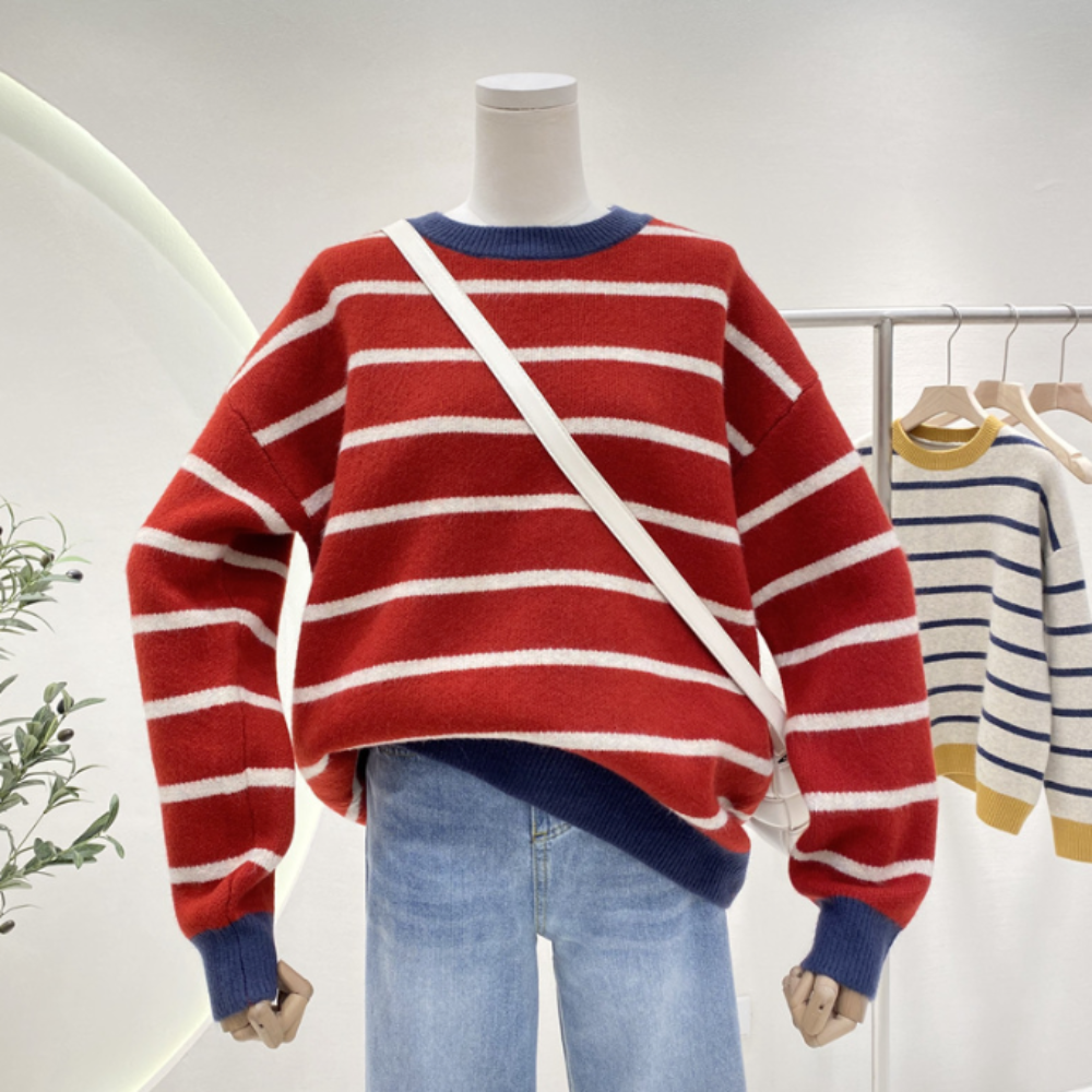 Womens Dual Tone Striped Sweater