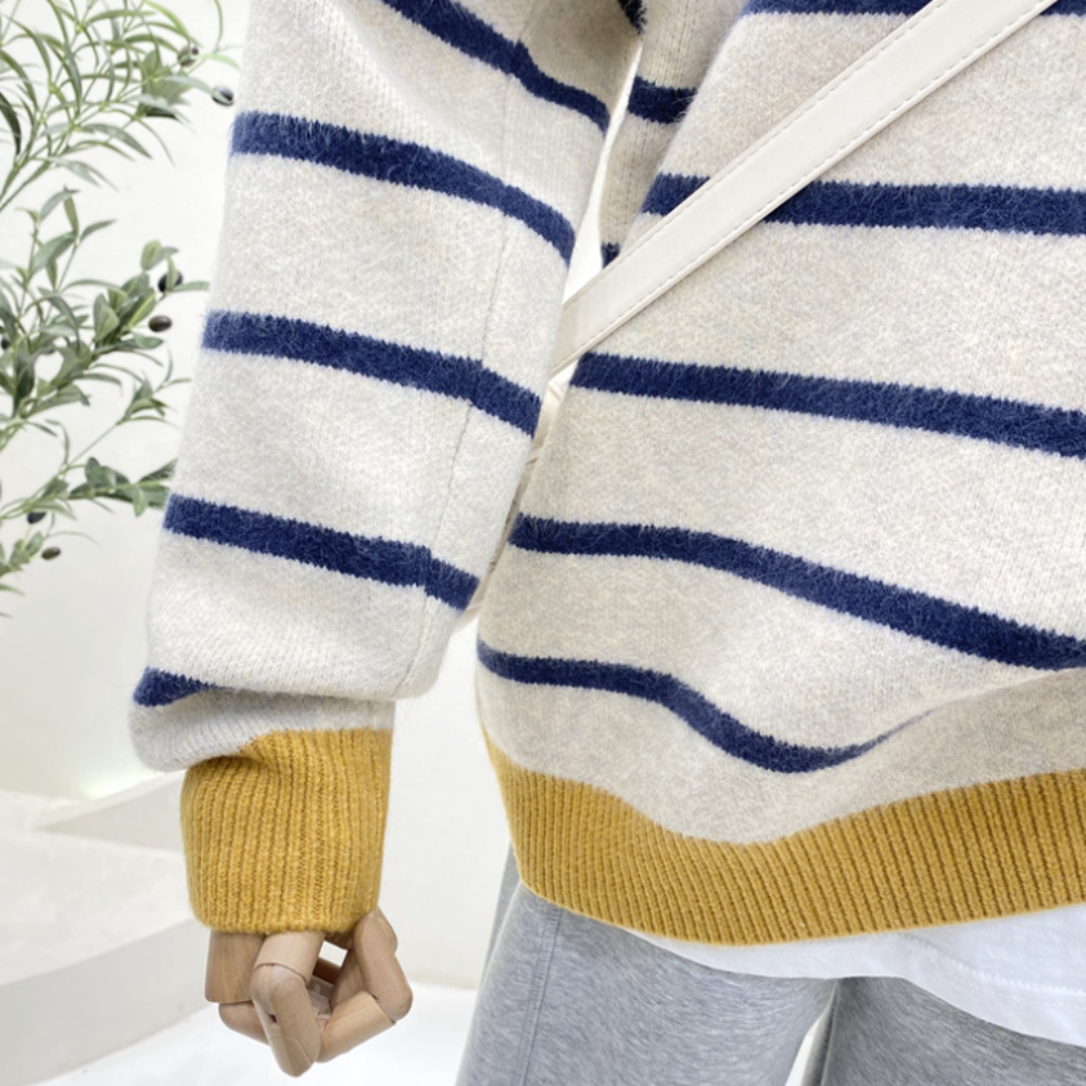 Womens Dual Tone Striped Sweater