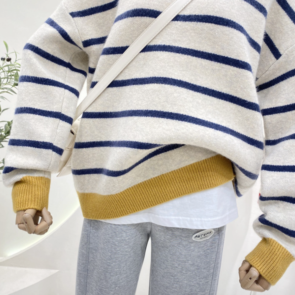 Womens Dual Tone Striped Sweater