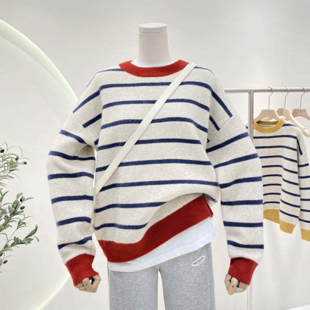 Womens Dual Tone Striped Sweater