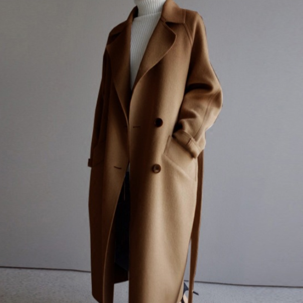 Womens Long Belted Coat