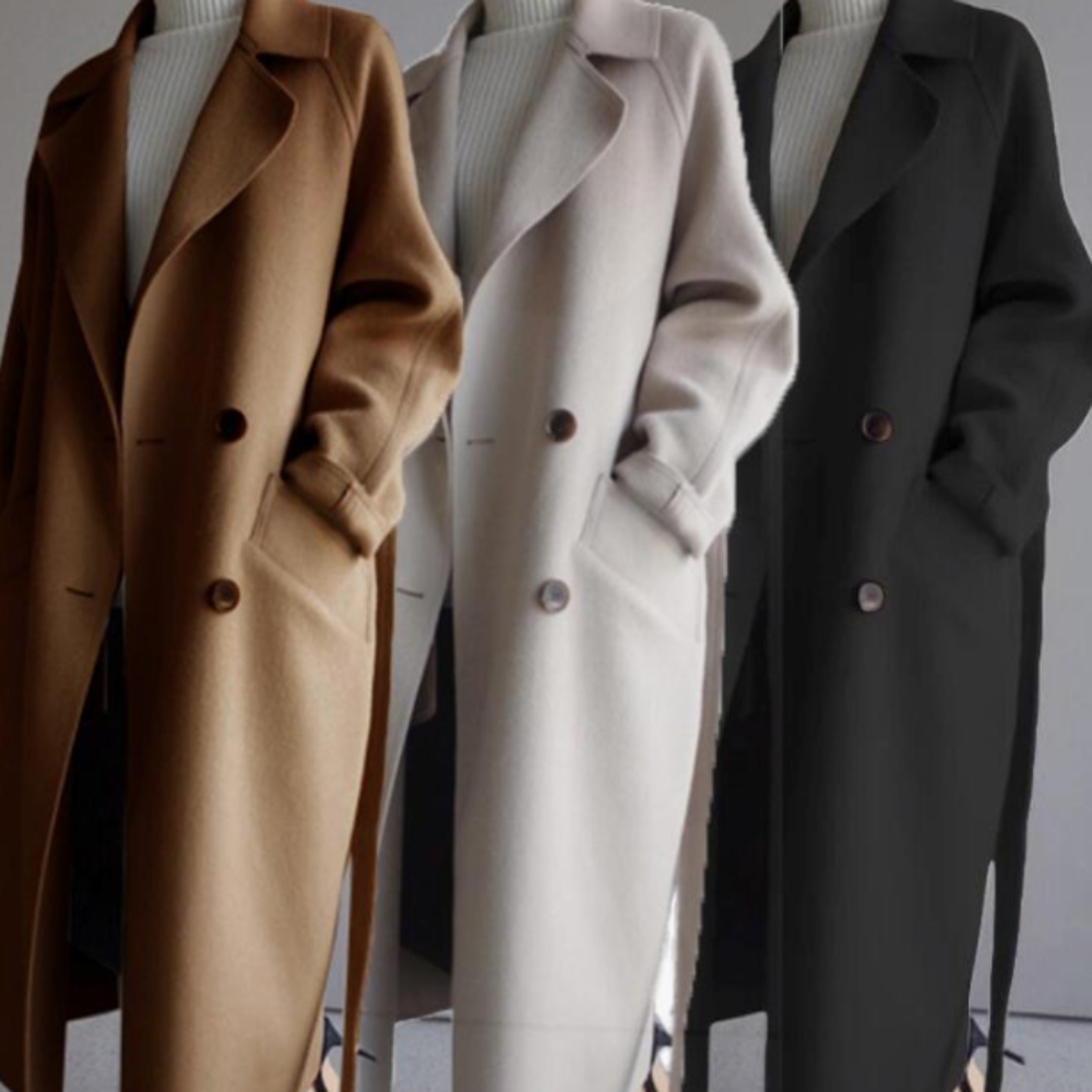 Womens Long Belted Coat