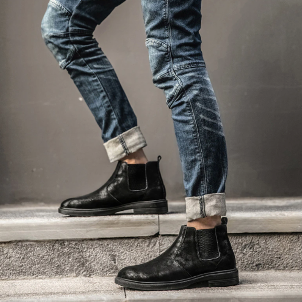 Mens Vegan Leather Angle Boots