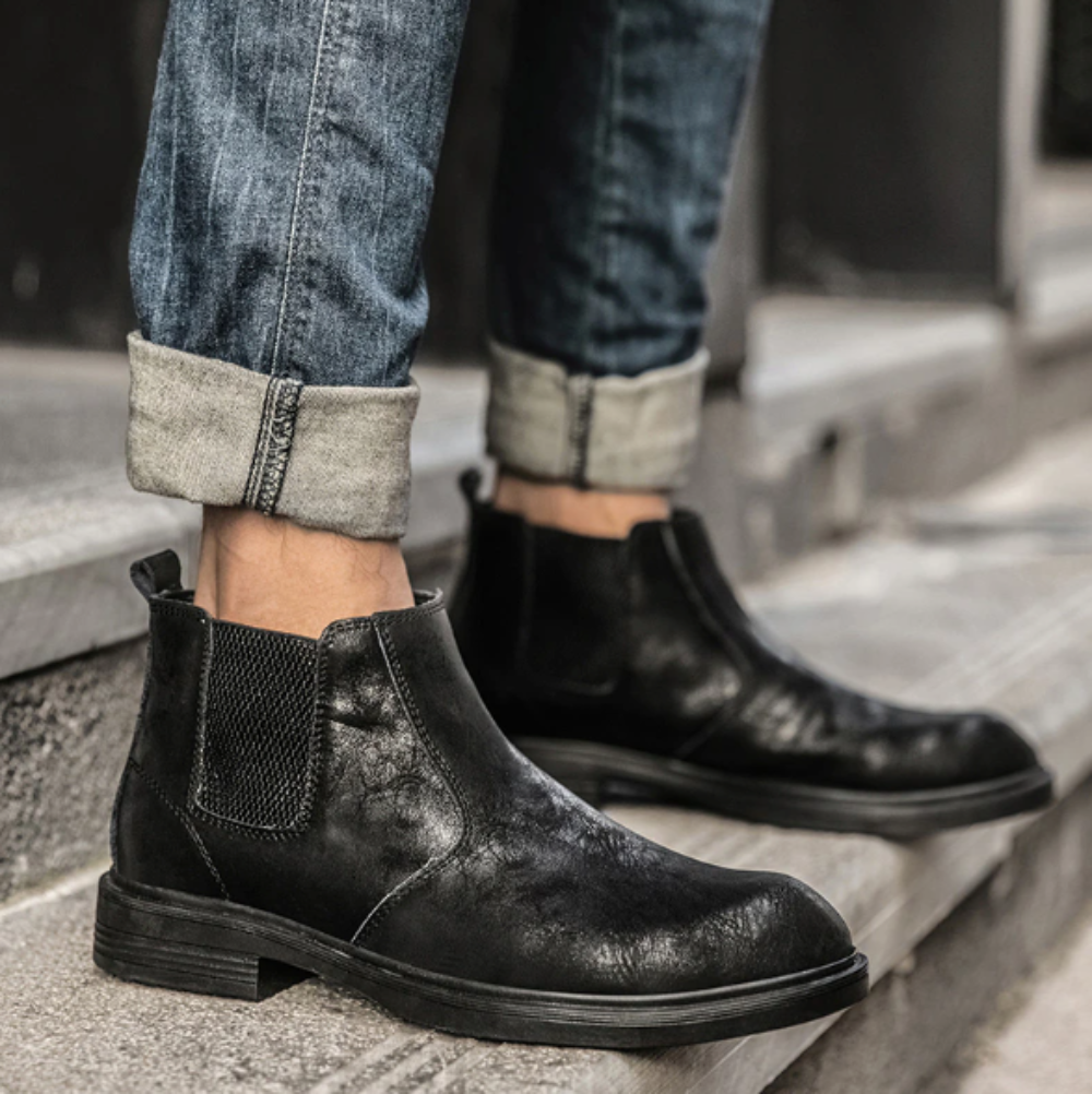 Mens Vegan Leather Angle Boots