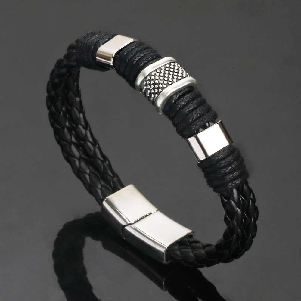 Layered Look Vegan Leather Bracelet