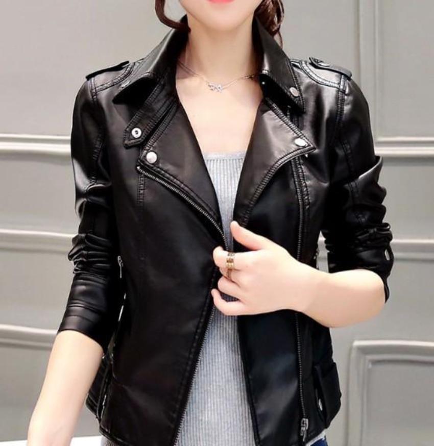 Womens Faux Leather Motorcycle Jacket