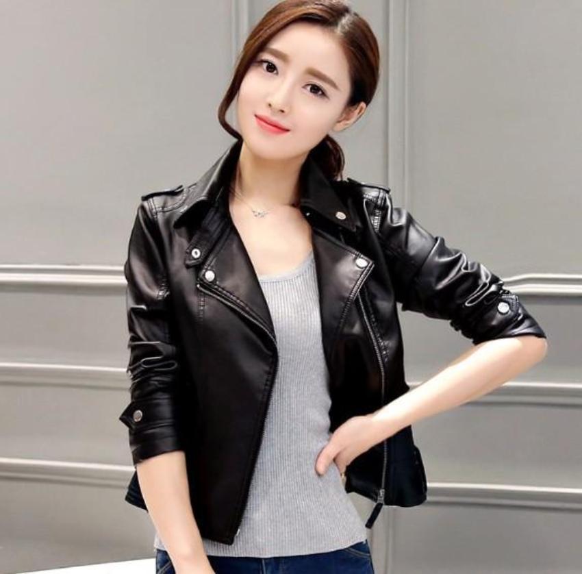 Womens Faux Leather Motorcycle Jacket