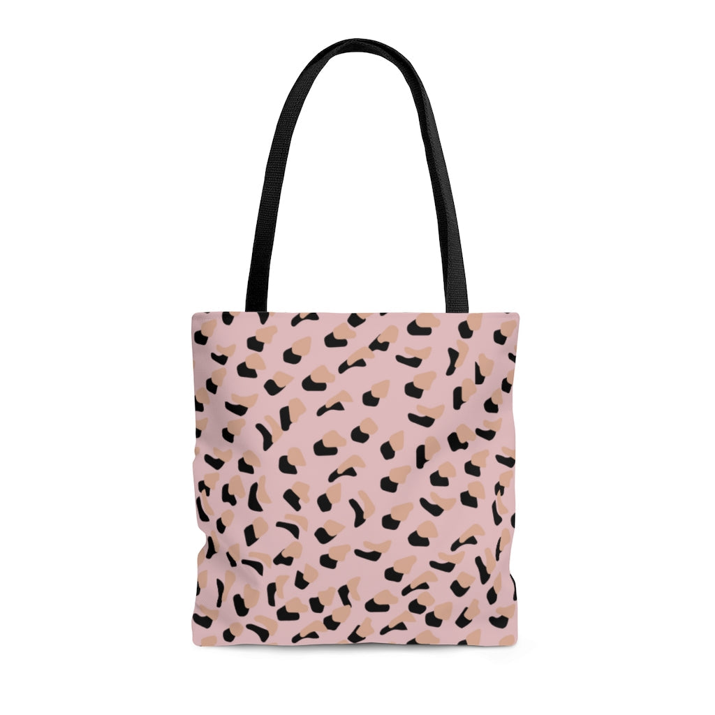 Pink Leopard Print Beach & Shopping Tote Bag