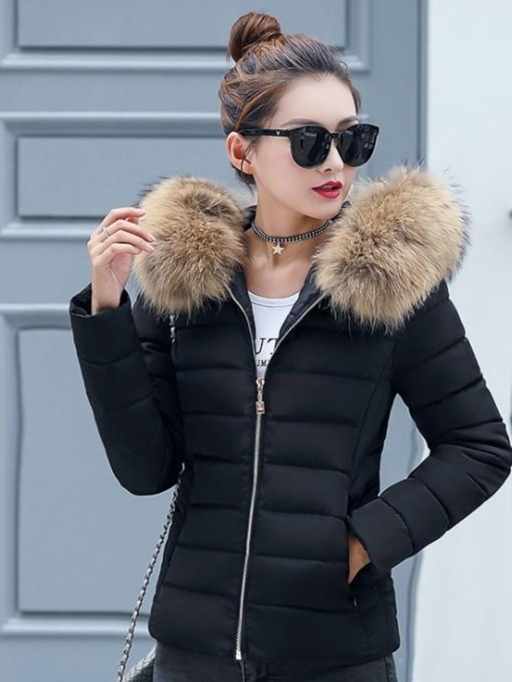 Womens Slim Fit Zip Up Hooded Jacket