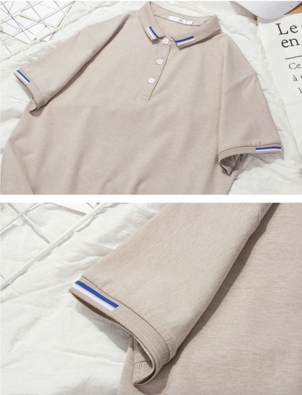 Mens Polo Shirt with Collar and Sleeve Details