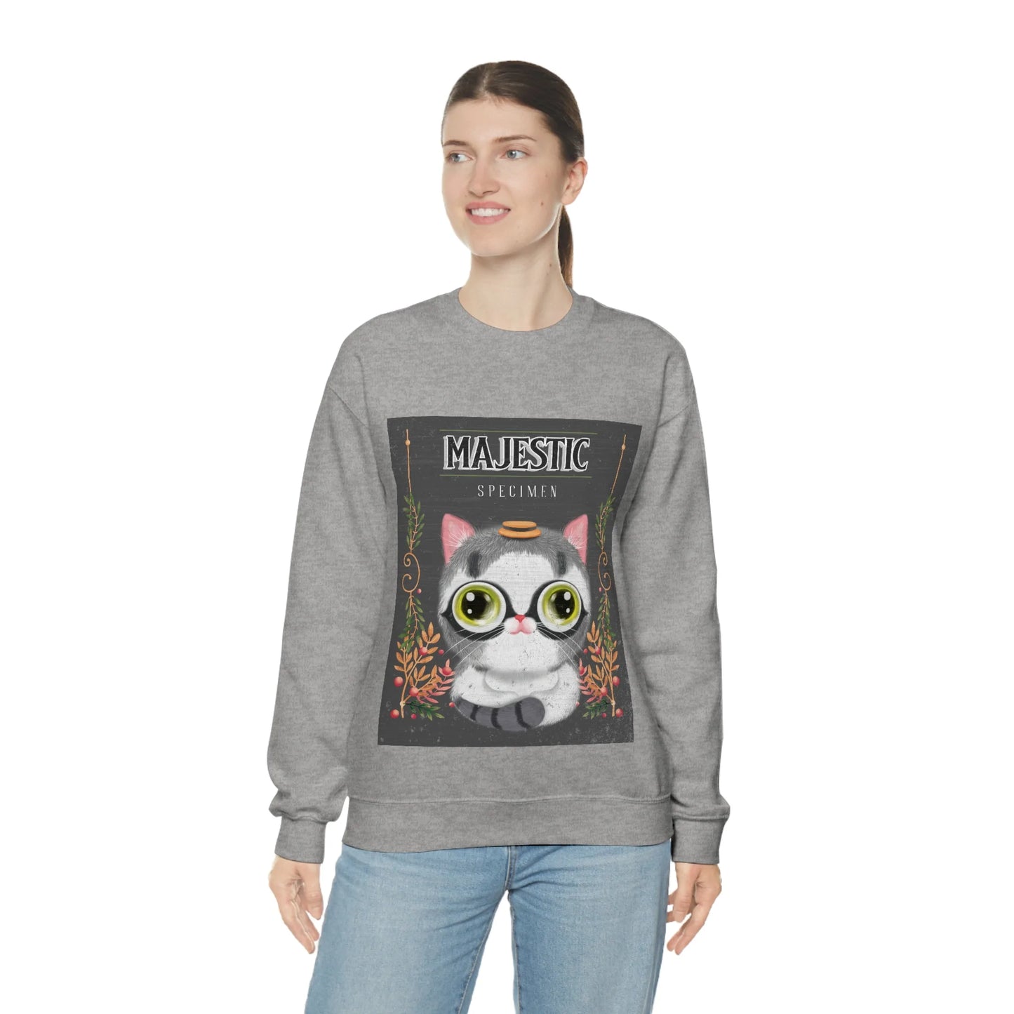 Womens Cat Theme Graphic Sweatshirt