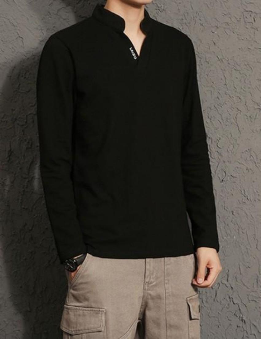 Mens Band Collar Shirt