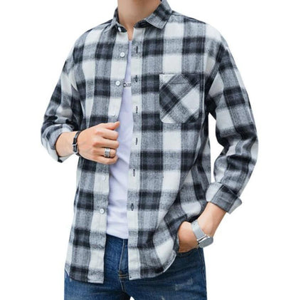 Mens Checkered Casual Long Sleeve Shirt - AmtifyDirect