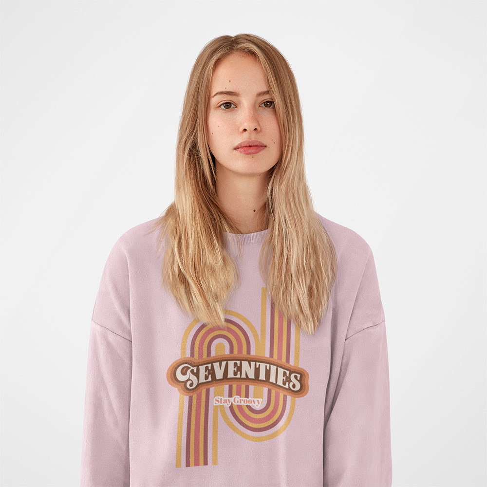 Womens Retro 70's Crewneck Sweatshirt