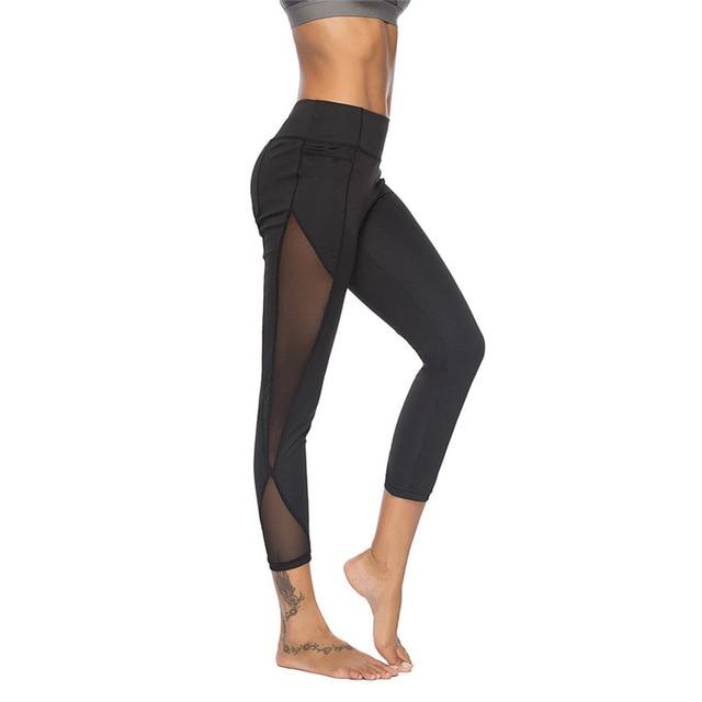 High Waisted Yoga Leggings with Side Mesh