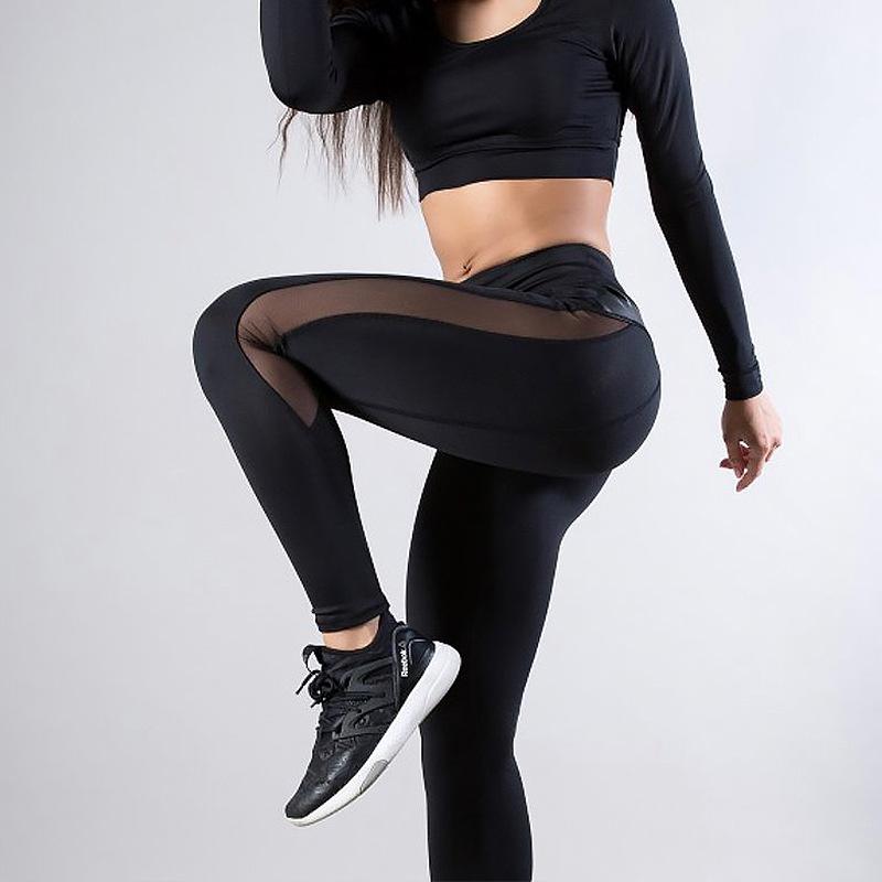 Womens High Waisted Yoga Leggings with Leatherette Details