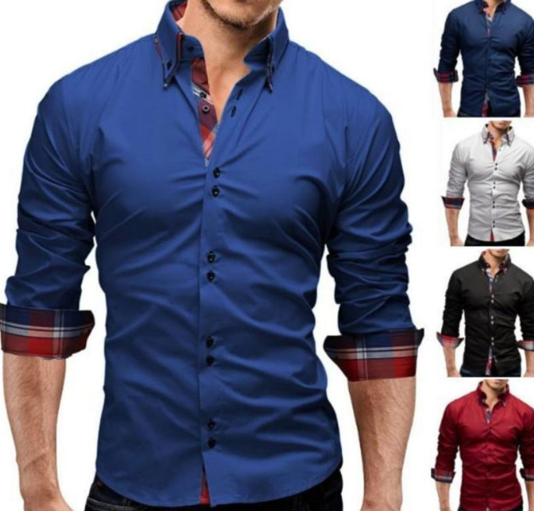 Mens Shirt with Plaid Details