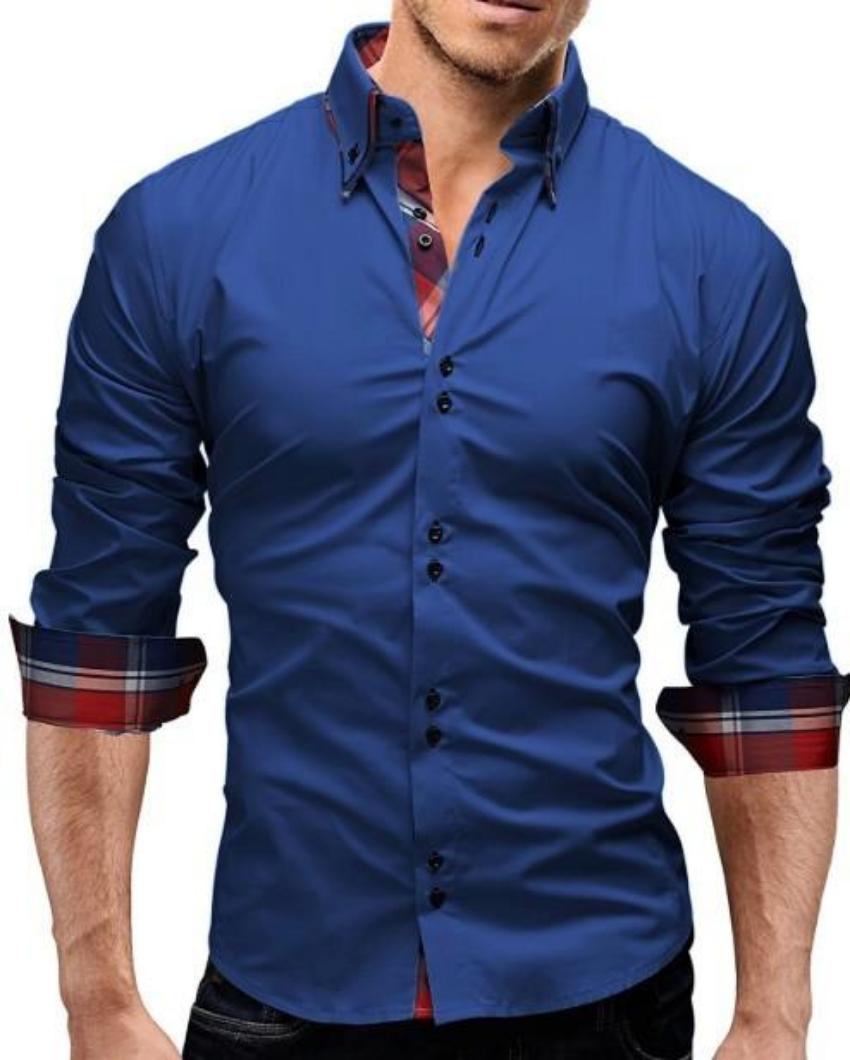 Mens Shirt with Plaid Details