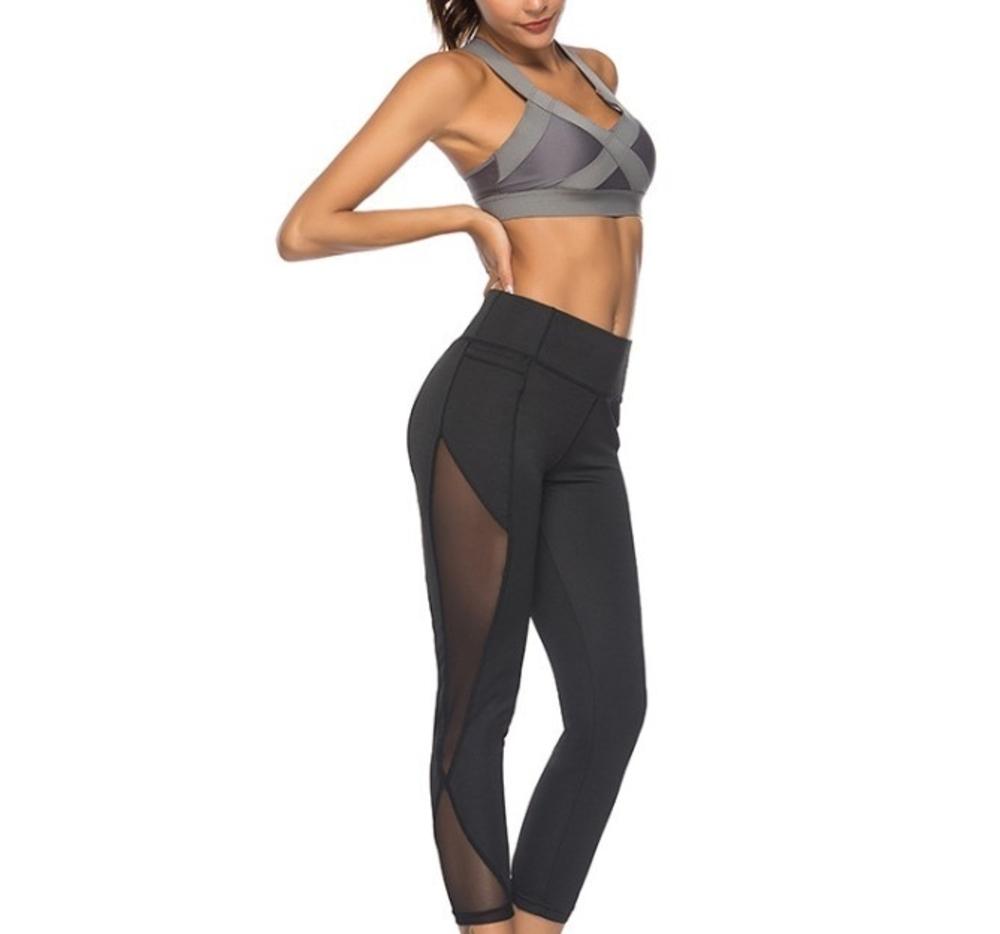 High Waisted Yoga Leggings with Side Mesh