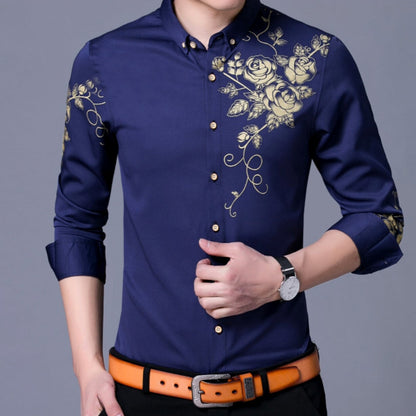 Mens Long Sleeve Floral Shirt - AmtifyDirect