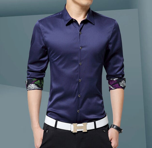 Mens Button Down Shirt with Inner Details - AmtifyDirect