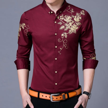 Mens Long Sleeve Floral Shirt - AmtifyDirect
