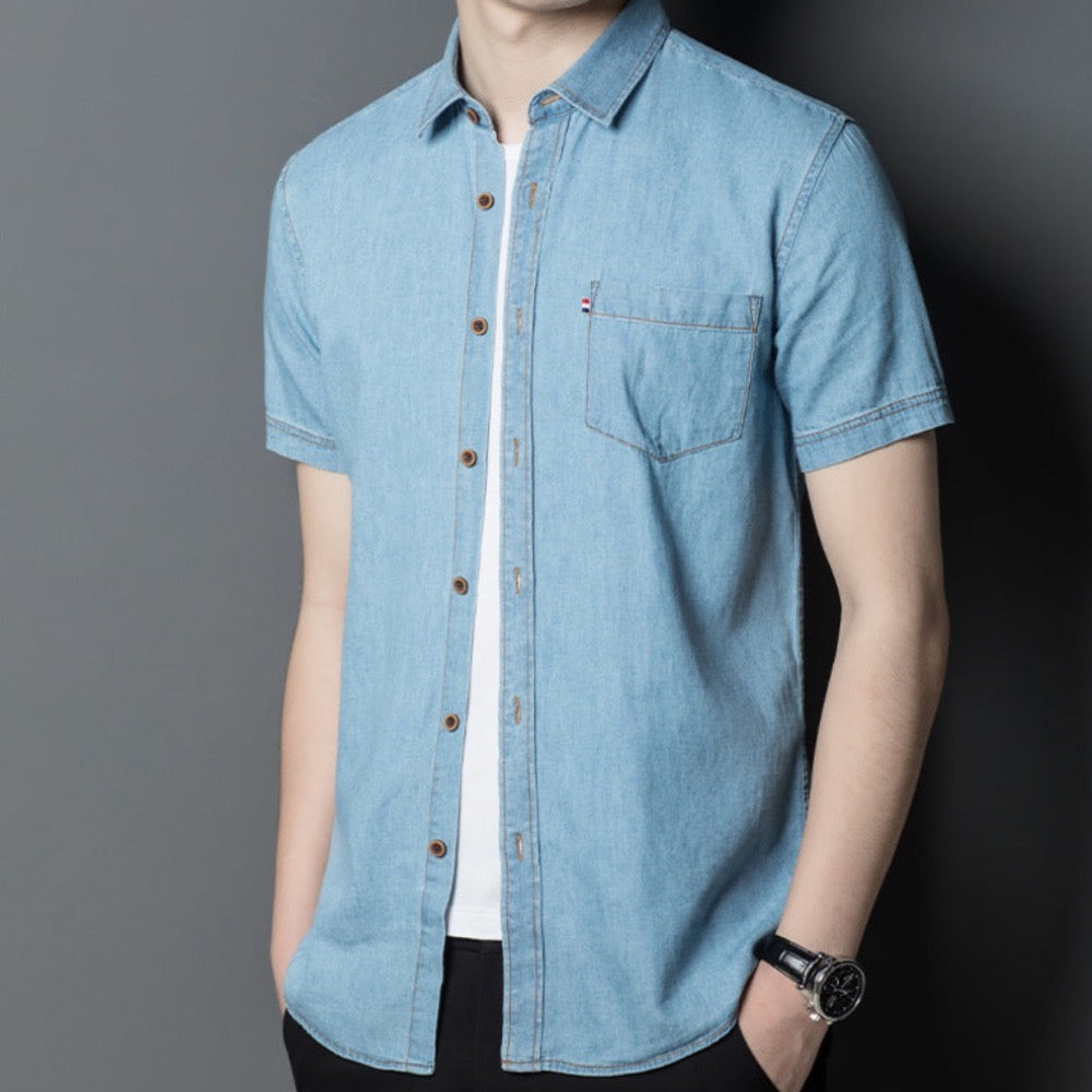 Mens Short Sleeve Denim Shirt