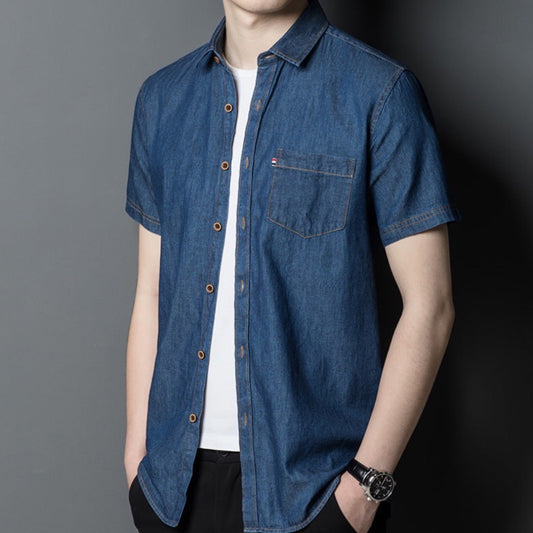 Mens Short Sleeve Denim Shirt