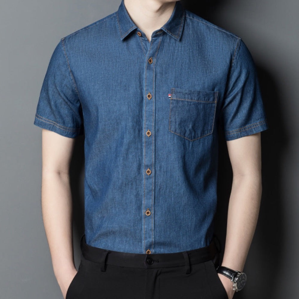 Mens Short Sleeve Denim Shirt