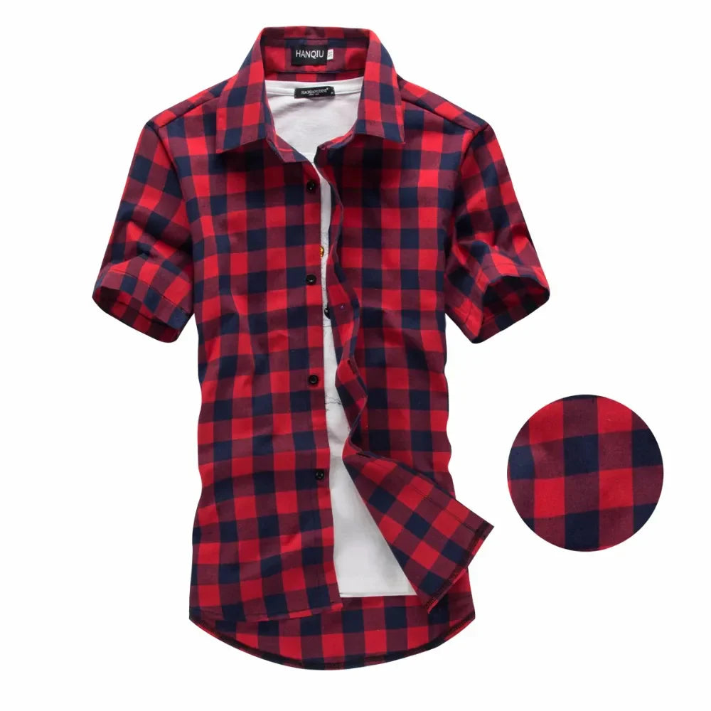 Mens Short Sleeve Checkered Shirt