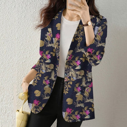 Womens Long Sleeve  Dual Buttons Floral Blazer