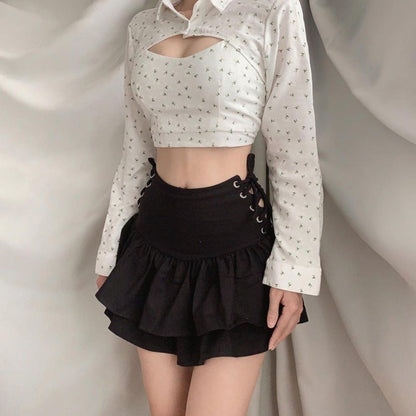 Layered Look Ruffle Mini Skirt