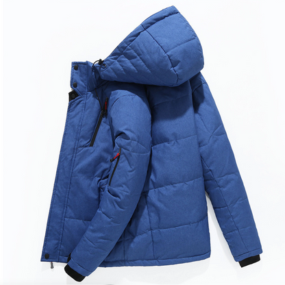 Mens High Collar Puffer Jacket With Removable Hood