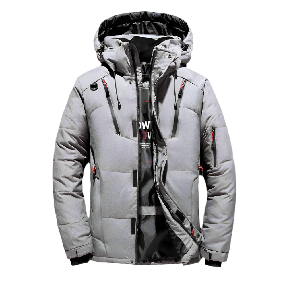 Mens High Collar Puffer Jacket With Removable Hood